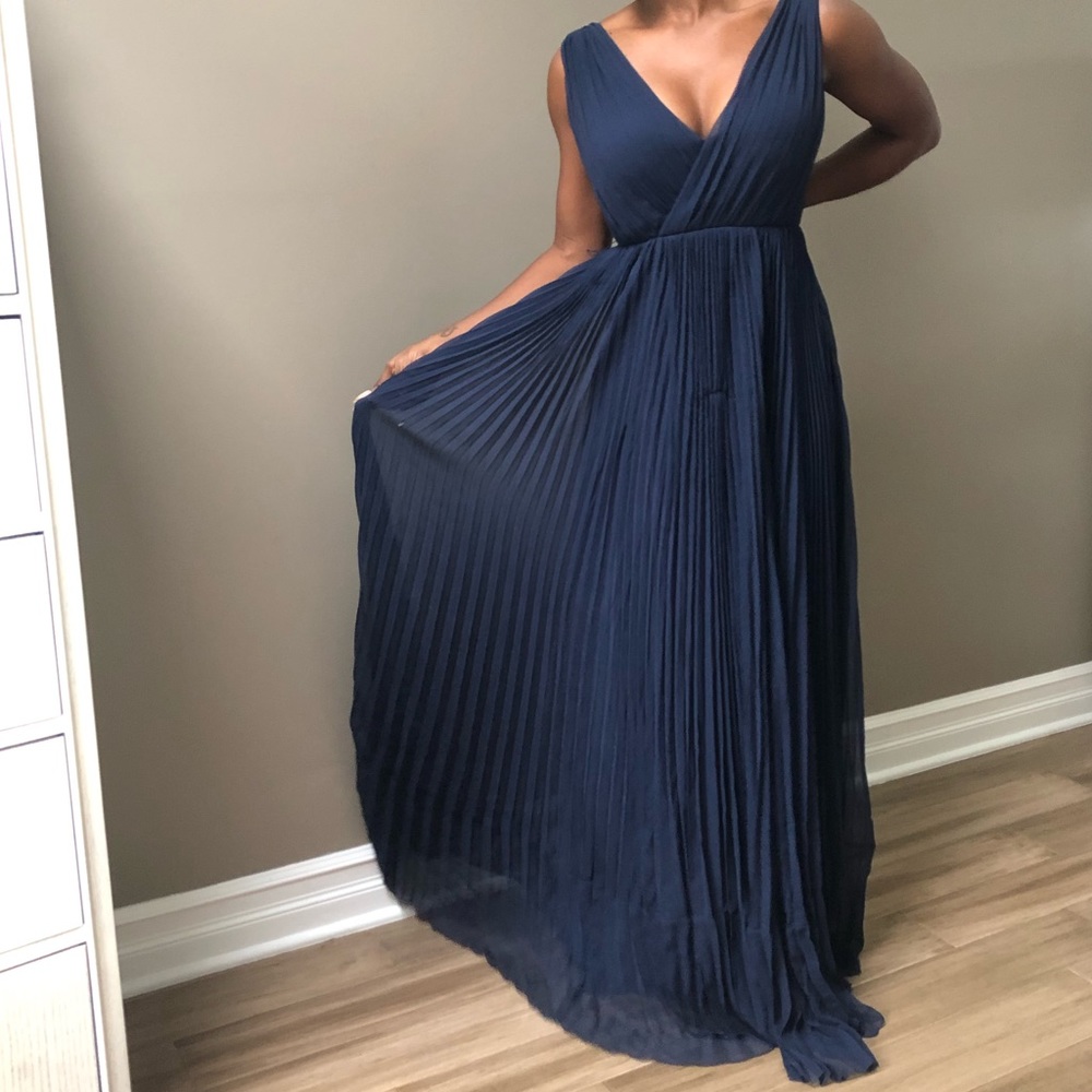 Midnight blue Rebecca Taylor silk  chiffon gown